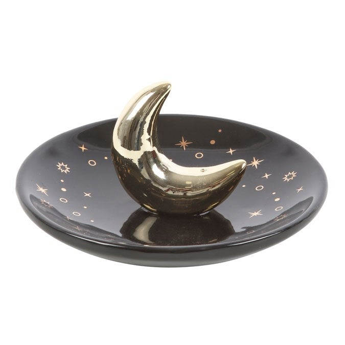 Gold Crescent Moon Incense Holder