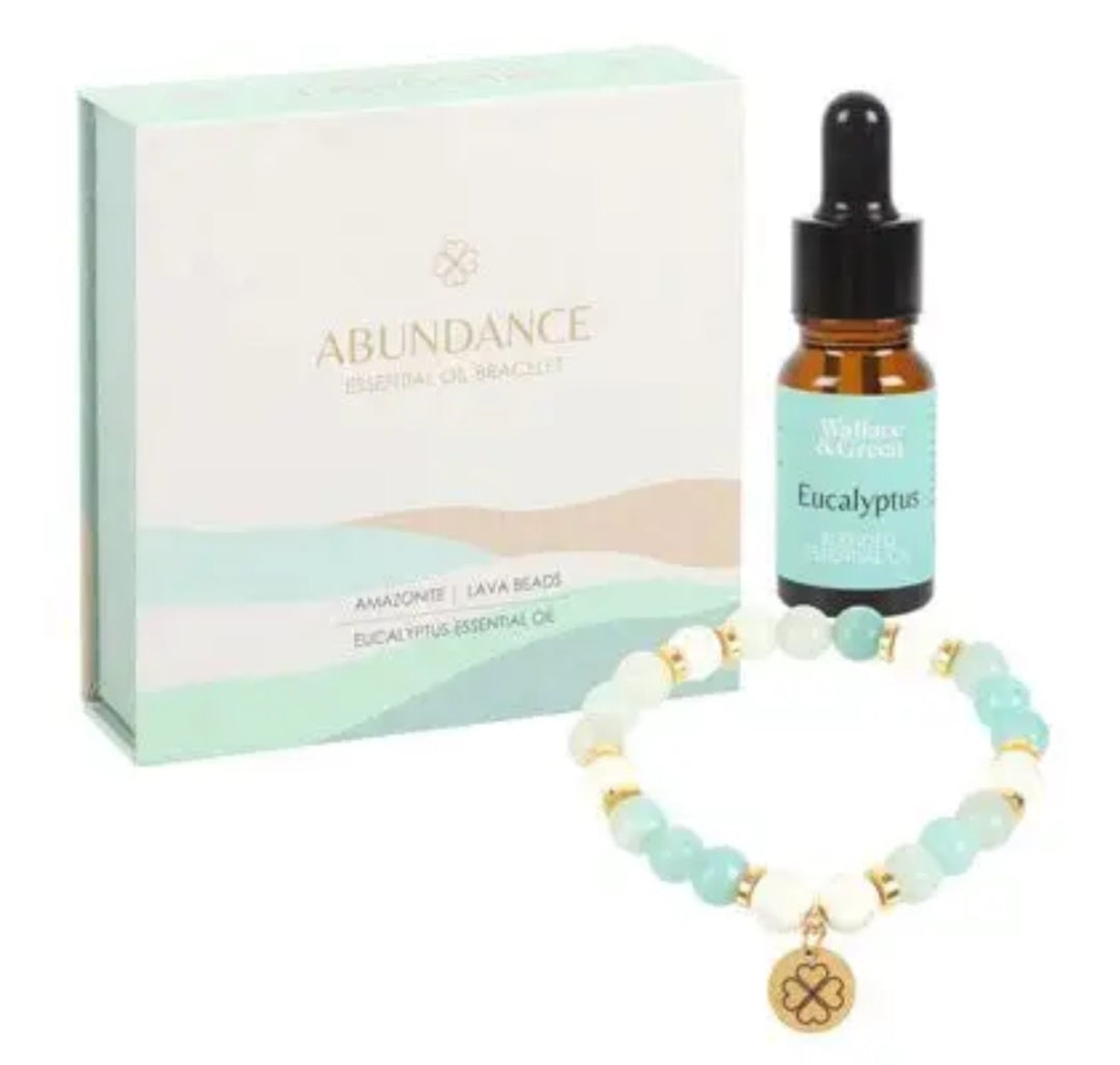 Abundance Amazonite Crystal Essential Oil Bracelet Gift Box