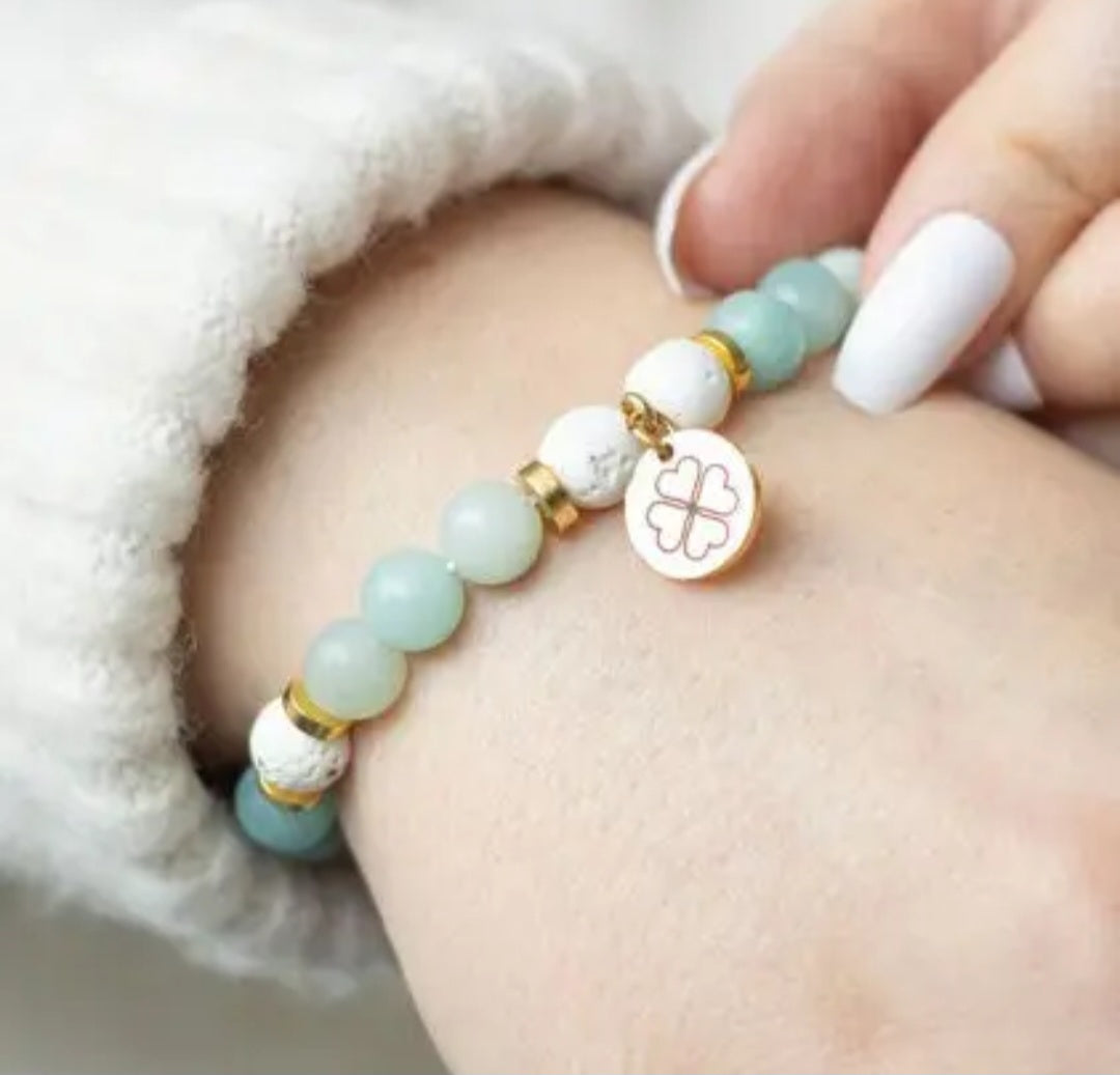 Abundance Amazonite Crystal Essential Oil Bracelet Gift Box