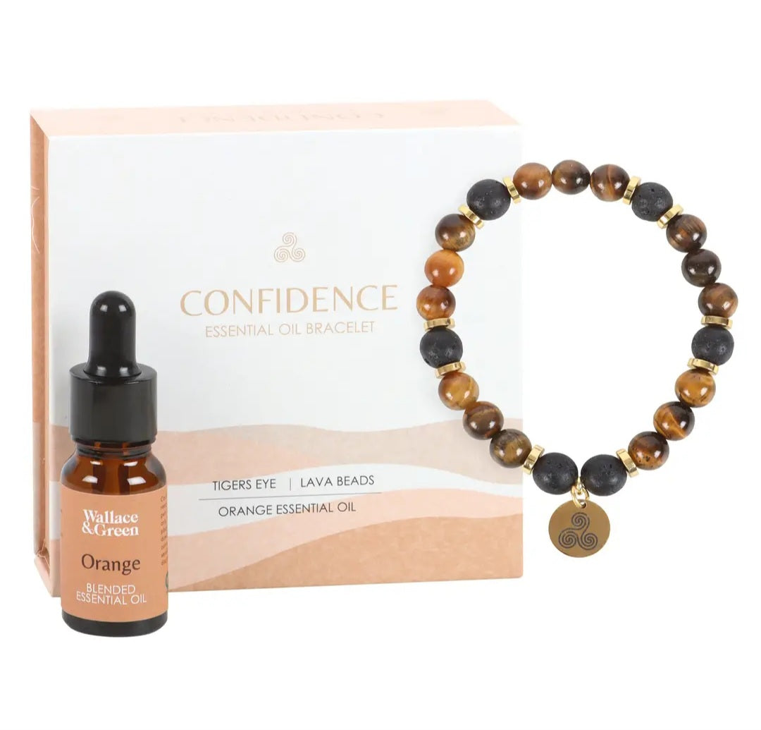 Confidence Tiger's Eye Crystal Essential Oil Bracelet Gift Set