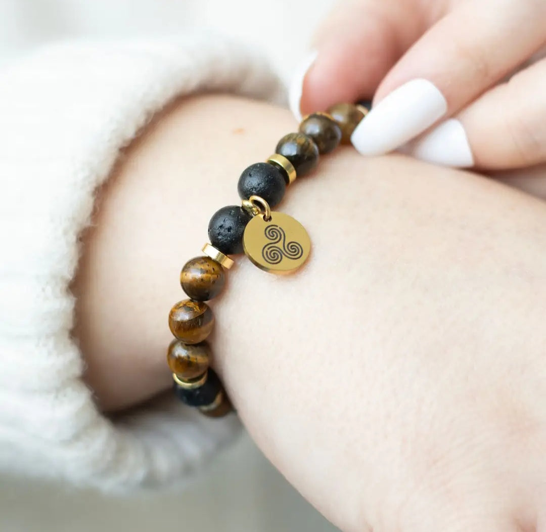 Confidence Tiger's Eye Crystal Essential Oil Bracelet Gift Set