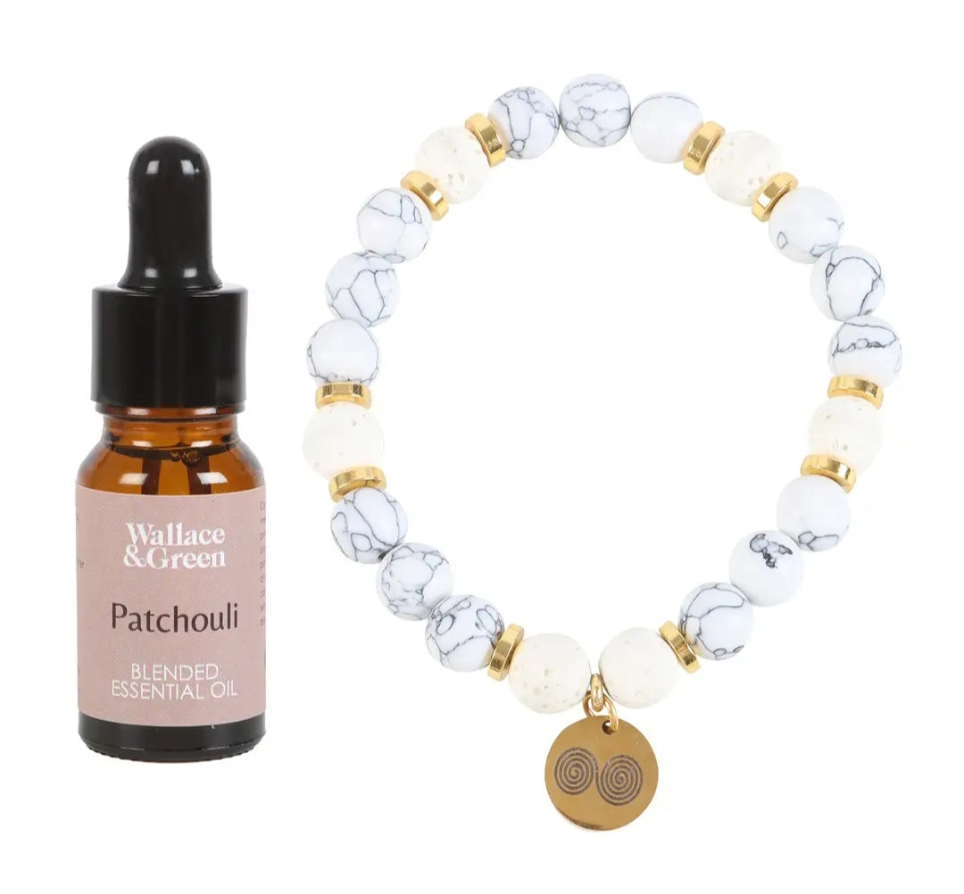 Stress Less Howlite Crystal Essential Oil Bracelet Gift Set
