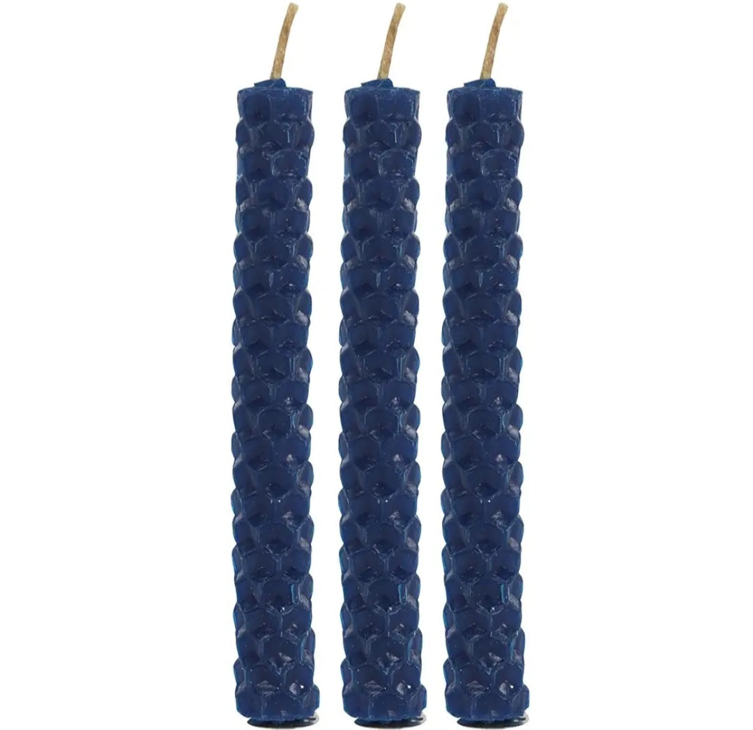 Set of 6 Blue Beeswax Magic Spell Candles