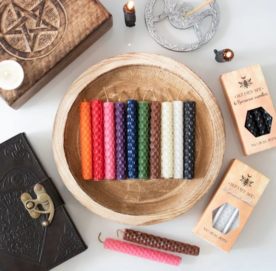 Set of 6 Pink Beeswax Magic Spell Candles