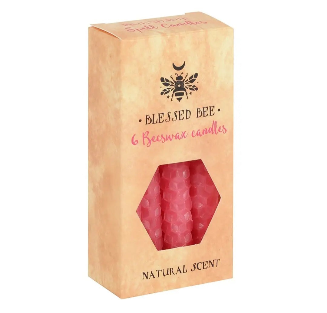 Set of 6 Pink Beeswax Magic Spell Candles