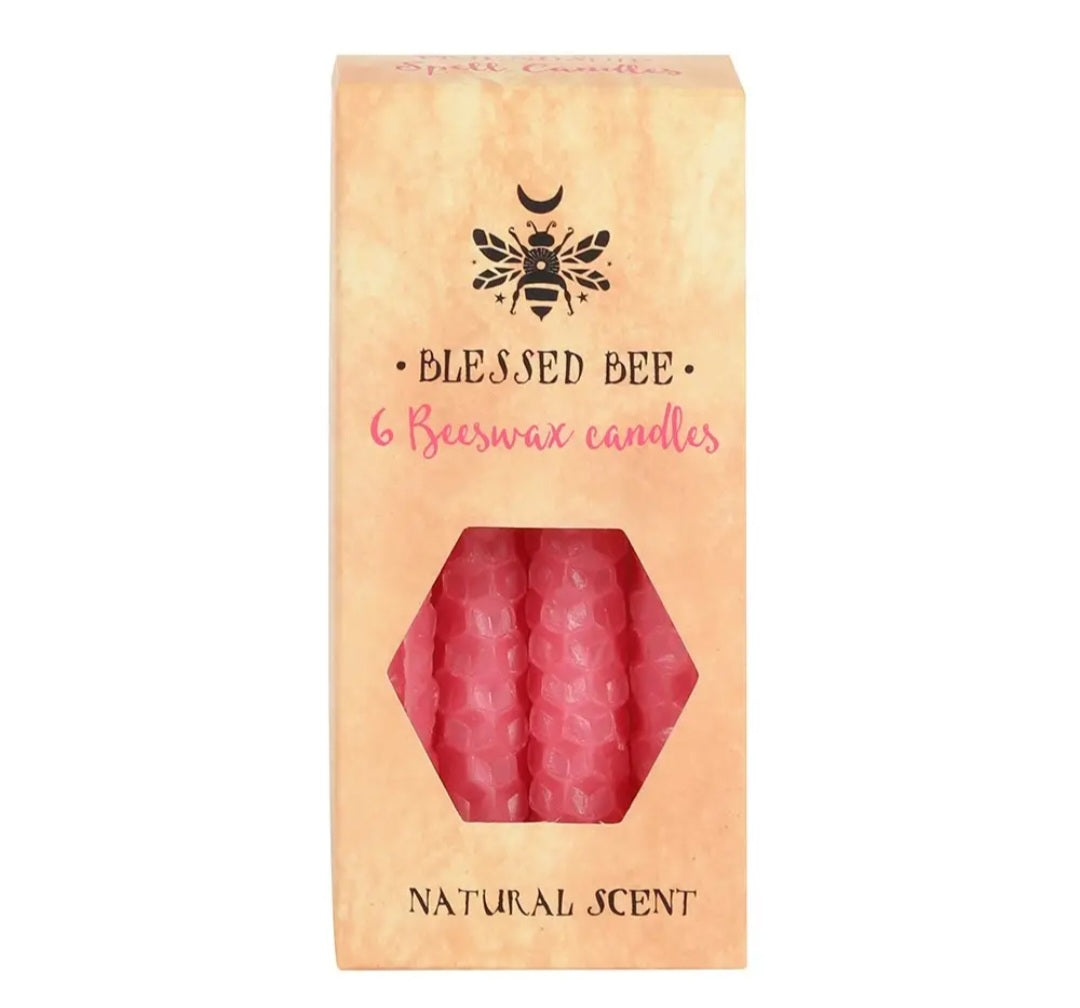 Set of 6 Pink Beeswax Magic Spell Candles