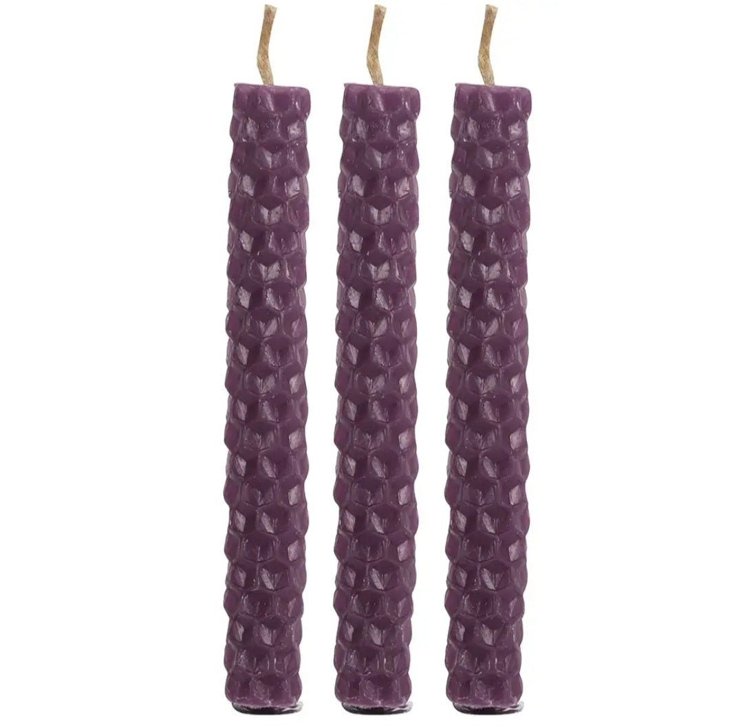 Set of 6 Purple Beeswax Magic Spell Candles