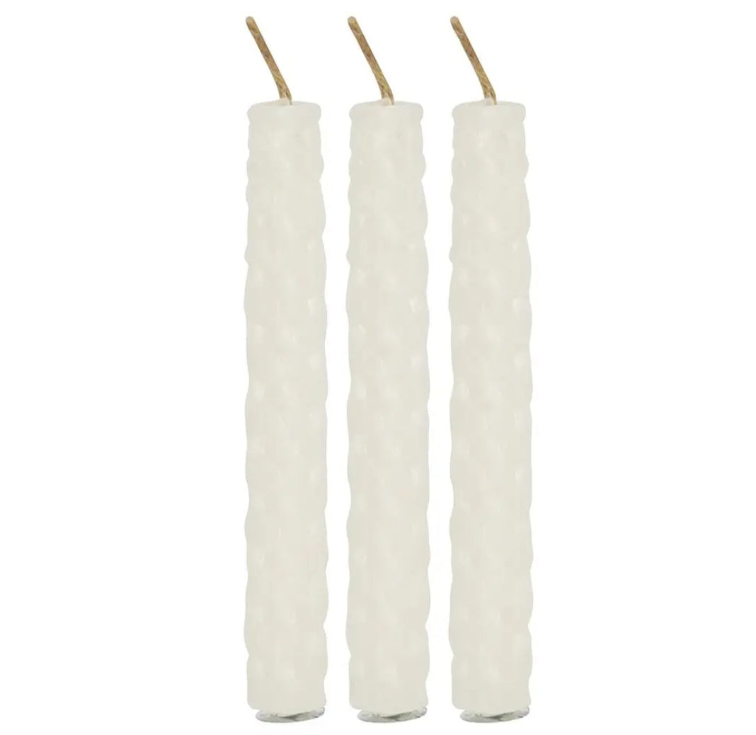 Set of 6 White Beeswax Magic Spell Candles