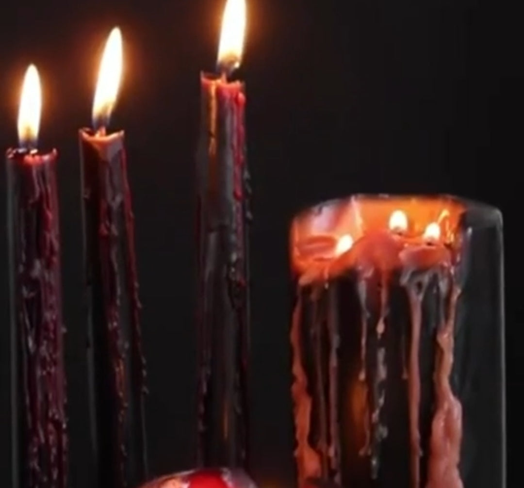 Set of 8 Gothic Vampire Blood Taper Candles