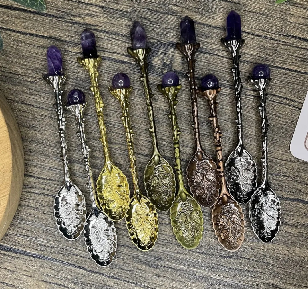 Amethyst Crystal Herb Spoon
