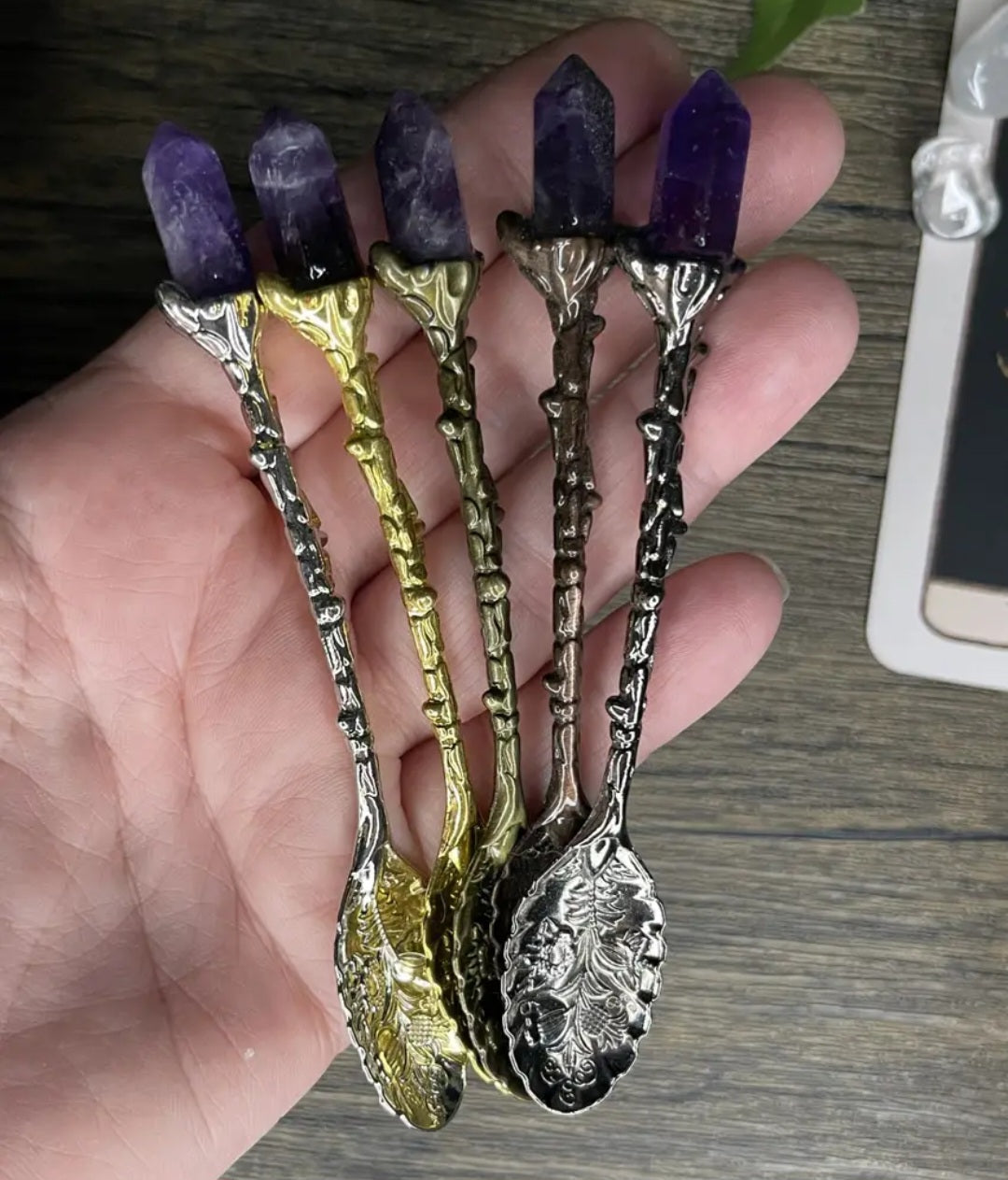 Amethyst Crystal Herb Spoon