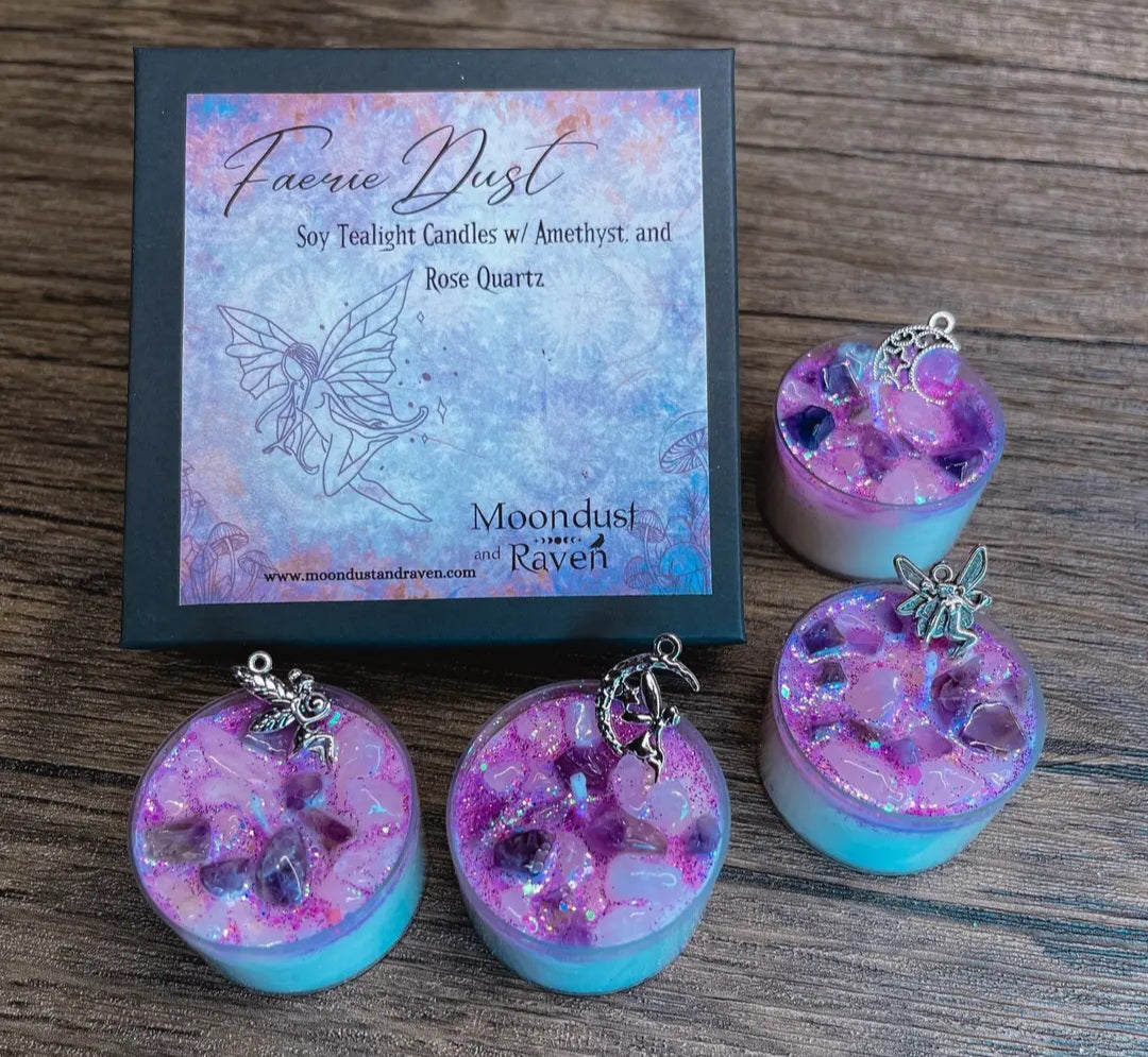 Set of 4 Faerie Dust Tealight Crystal Candles