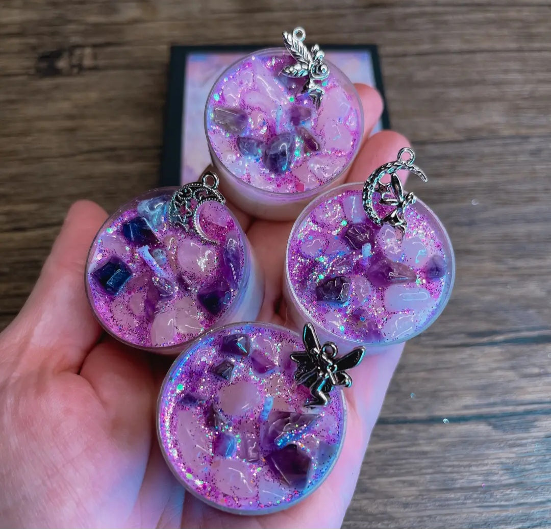 Set of 4 Faerie Dust Tealight Crystal Candles