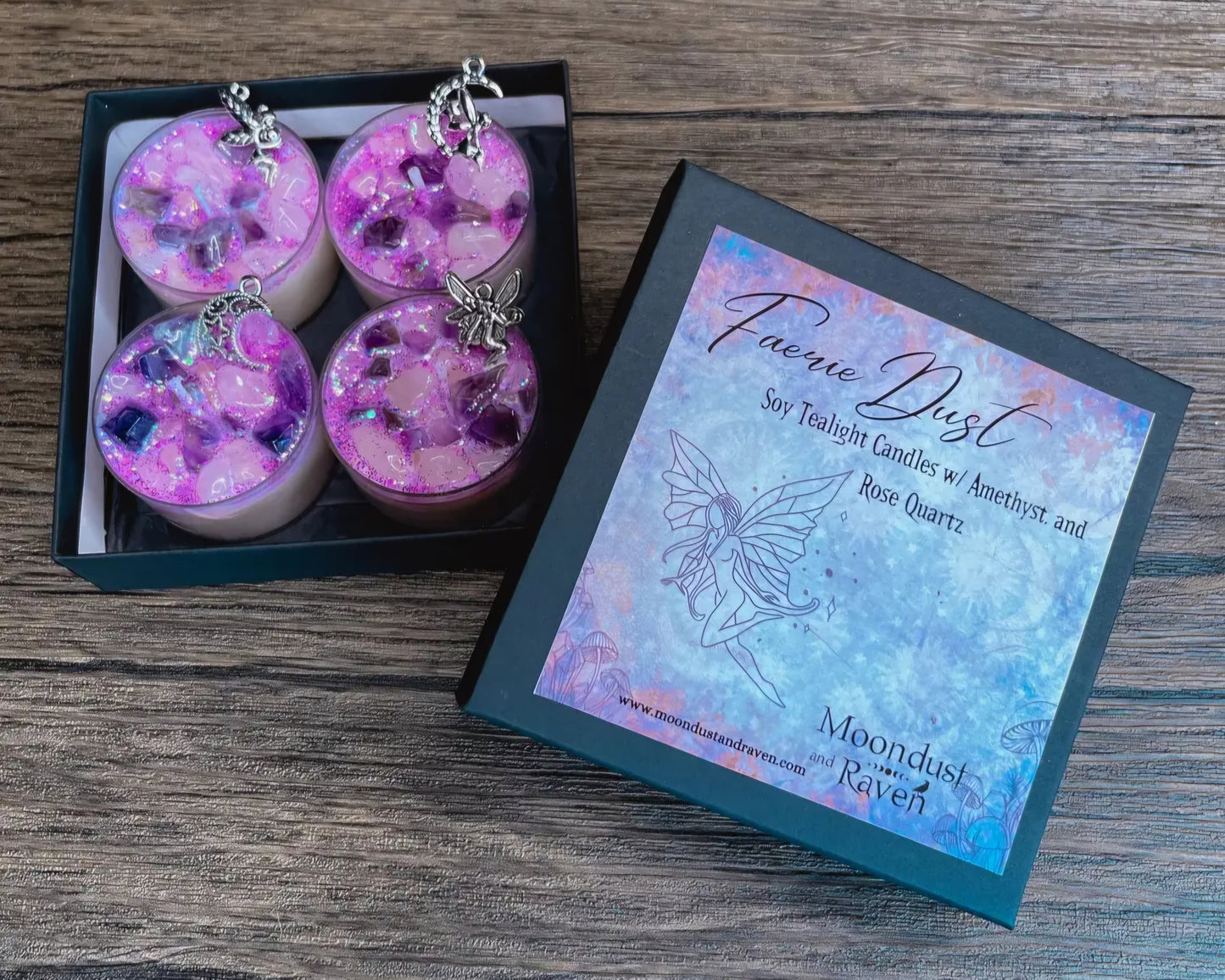 Set of 4 Faerie Dust Tealight Crystal Candles