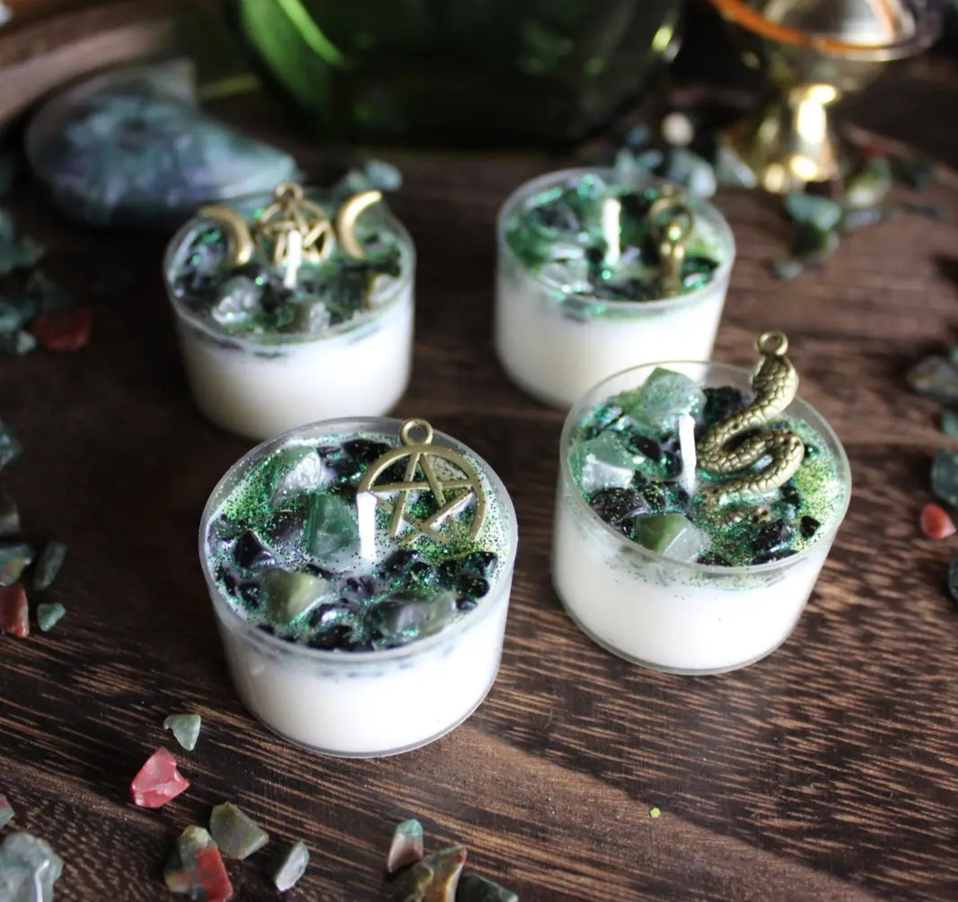 Set of 4 Medusa Tealight Crystal Candles