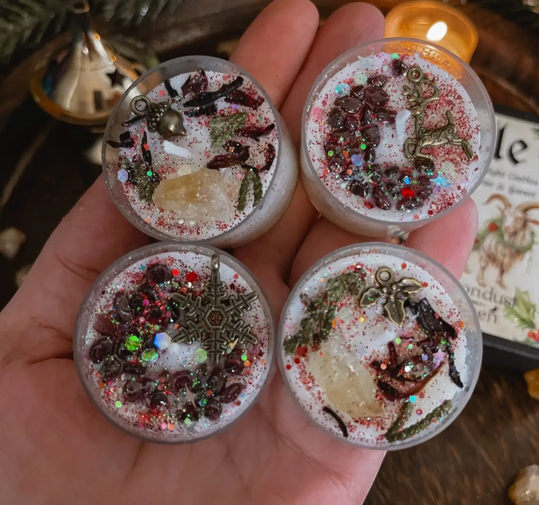 Set of 4 Yule Tealight Crystal Candles