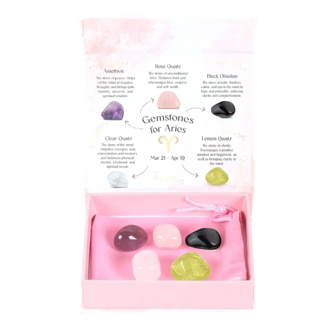 Aries Zodiac Crystal Tumblestone Set