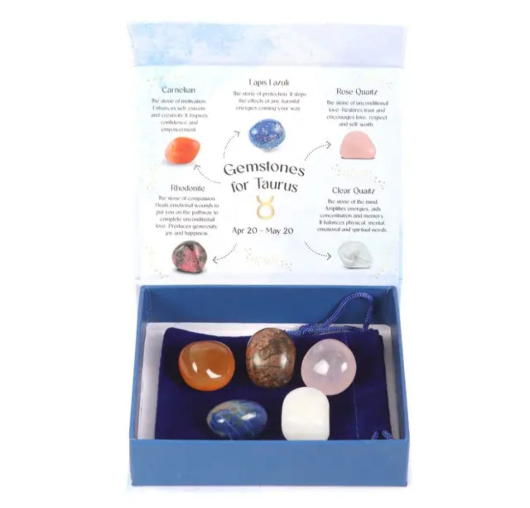 Taurus Zodiac Crystal Tumblestone Set