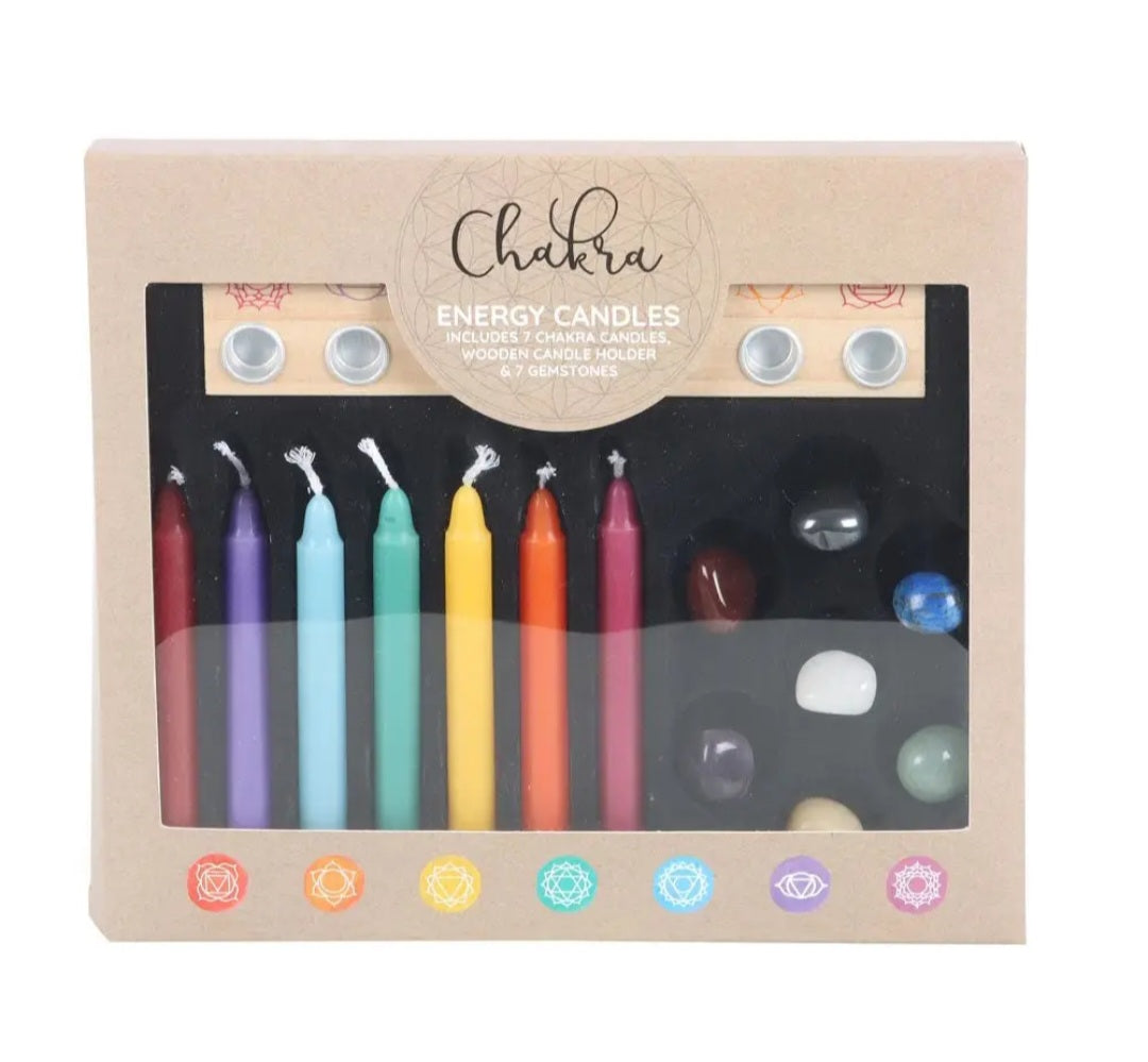 Chakra Energy Candle and Crystal Gift Set