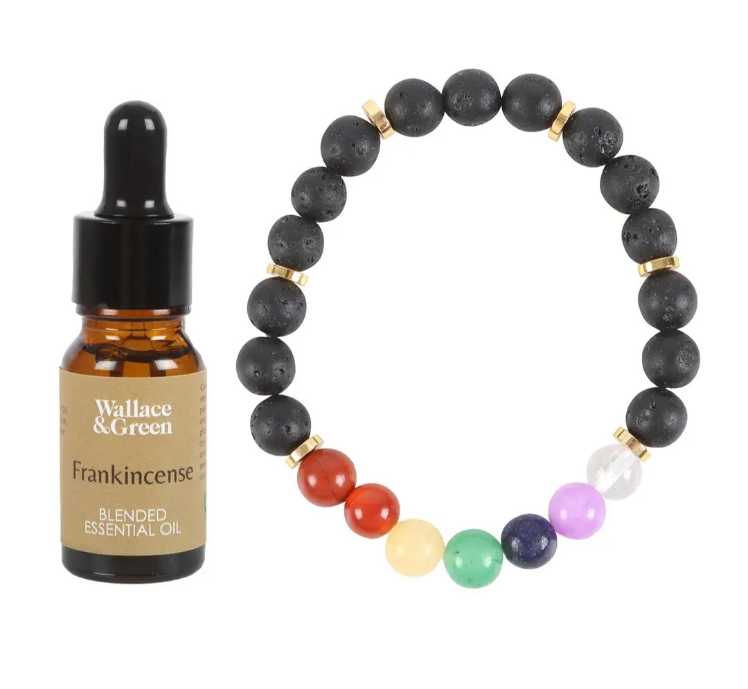 Seven Chakra Mixed Gemstone Essential Oil Bracelet Gift Set