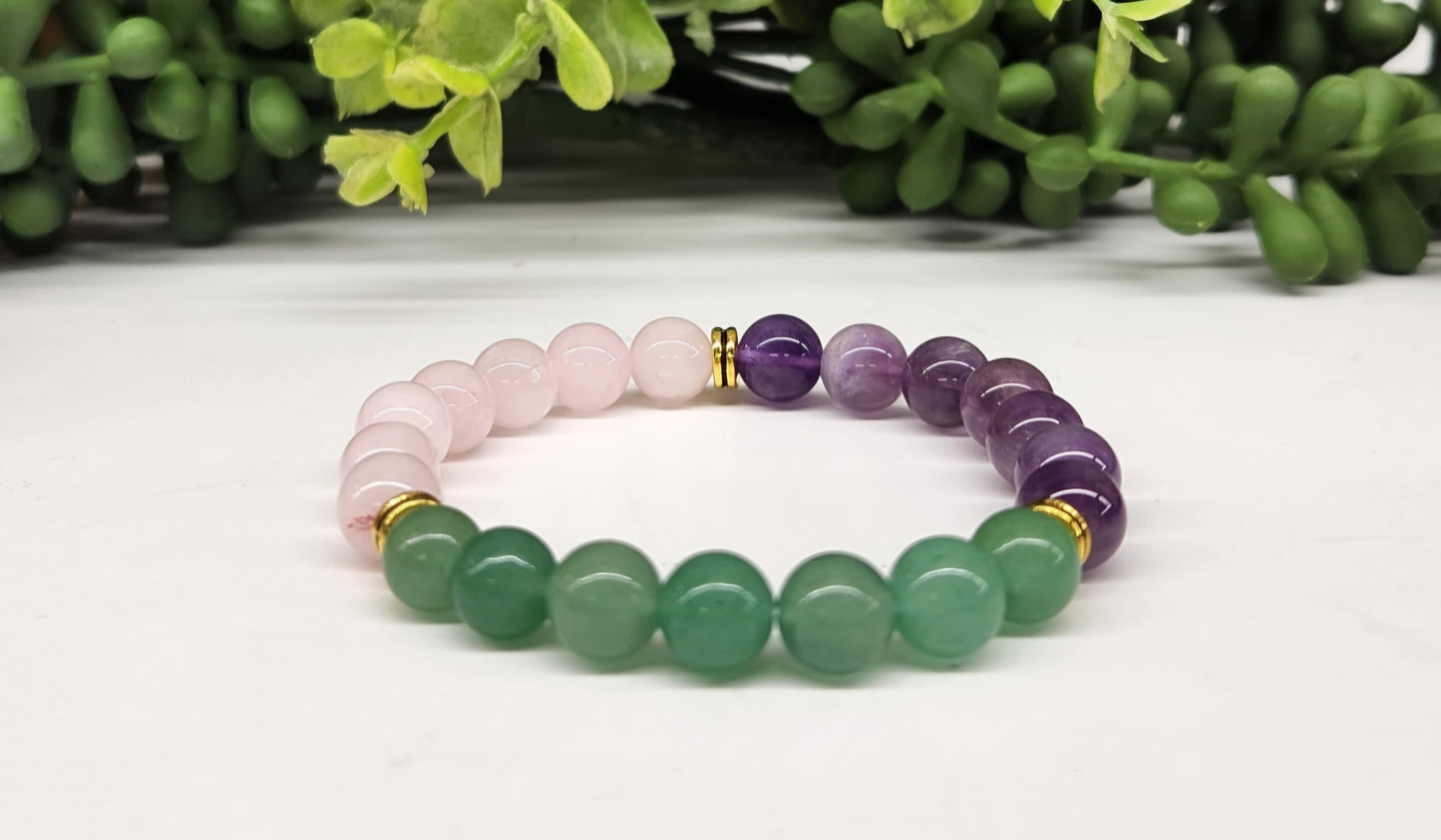 Fertility - Rose Quartz/Amethyst/Green Aventurine Bracelet