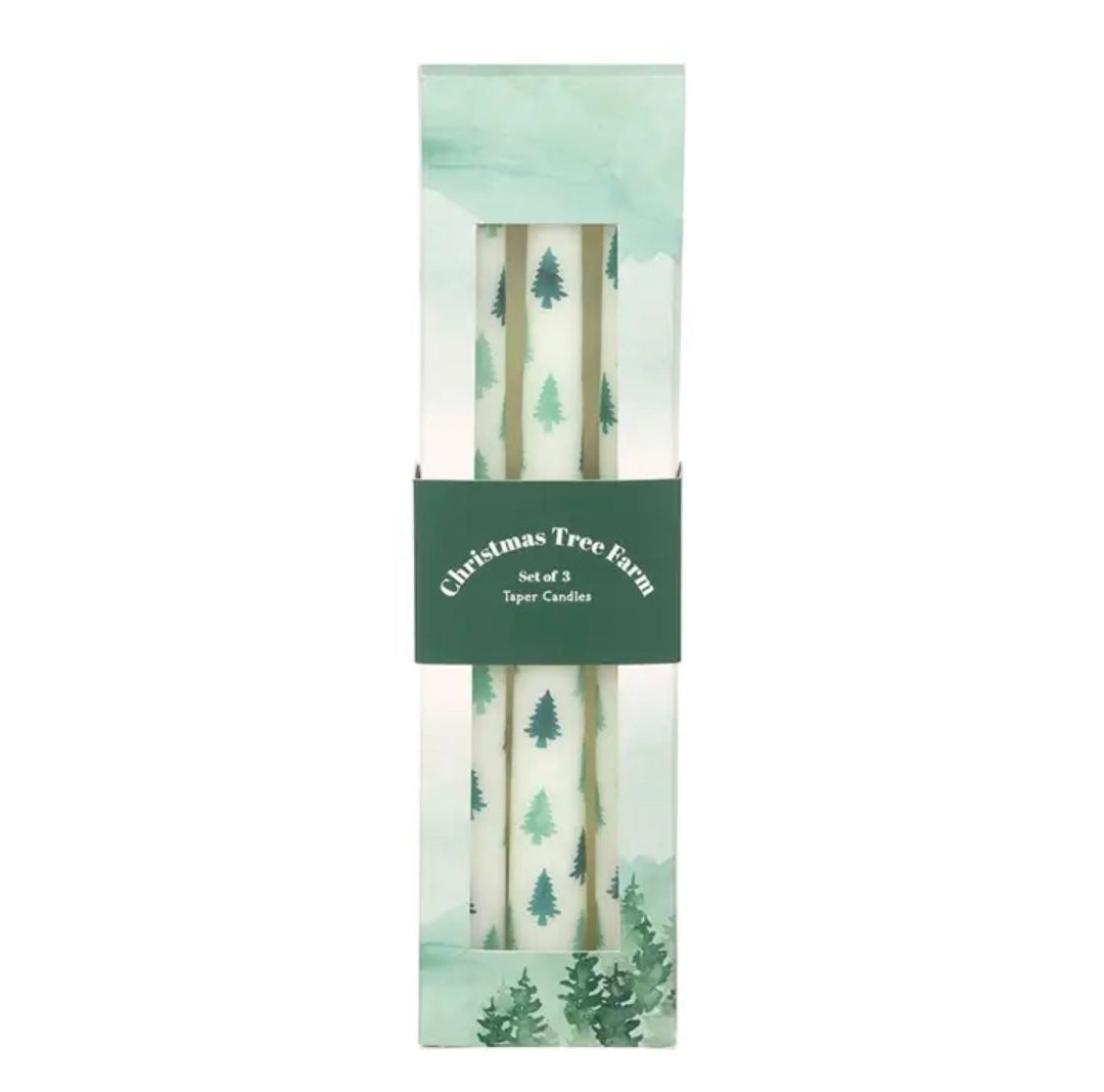 Set of 3 White Christmas Tree Taper Candles