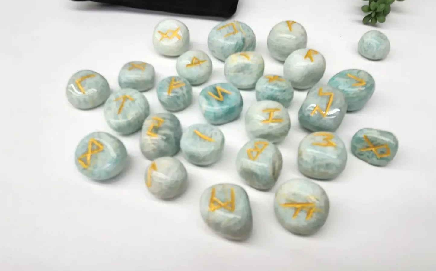 Amazonite Semi-Precious Gemstone Rune Set