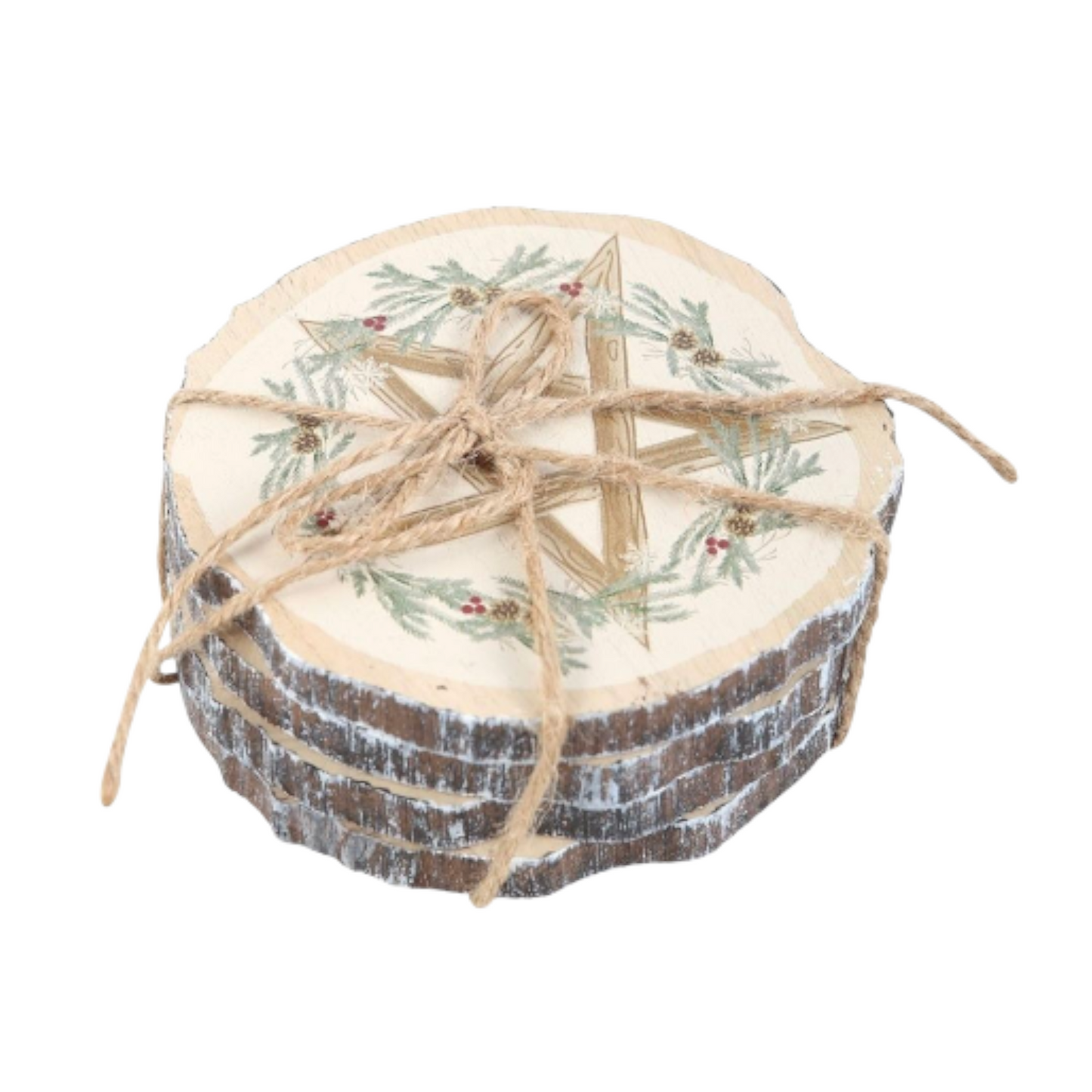 Winter Solstice Wood Slice Coaster Set