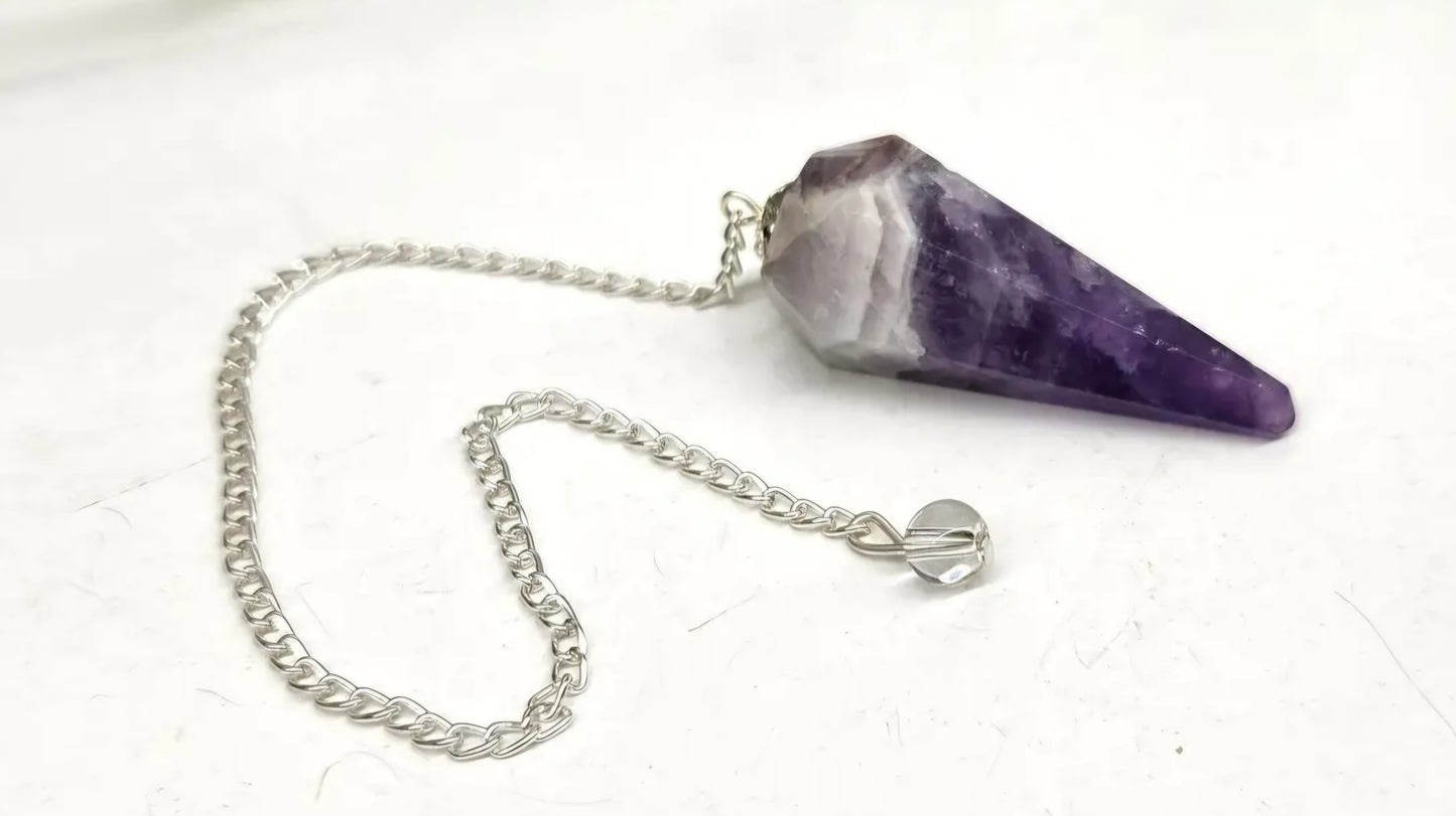 Chevron Amethyst W/Silver Chain