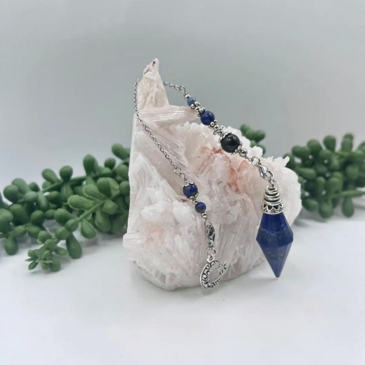 Premium Lapis Lazuli Pendulum with Crescent Moon Charm