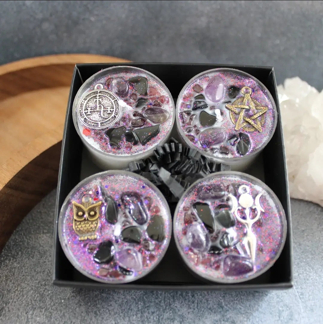Set of 4 Lilith Tealight Crystal Candles
