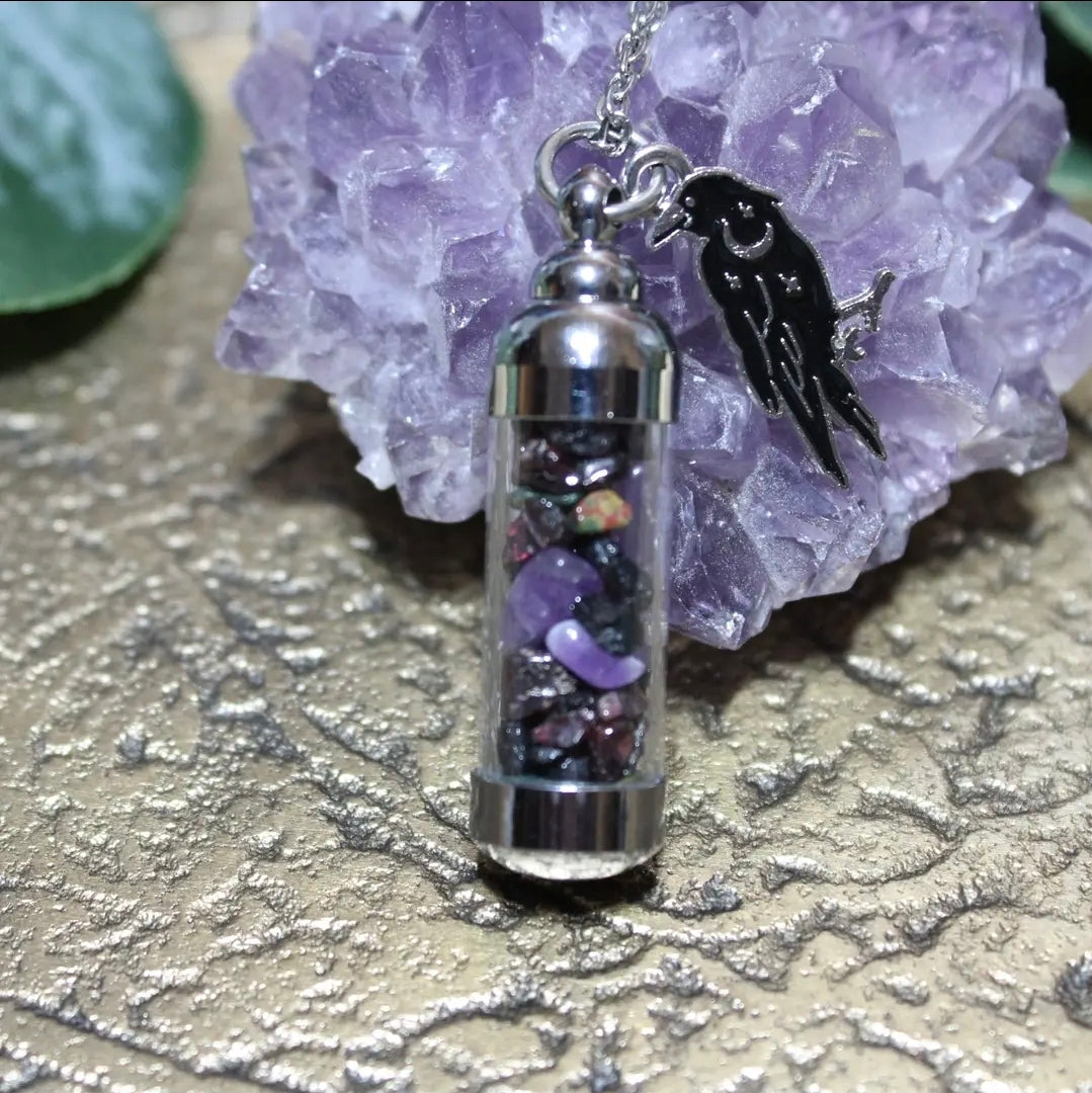 The Morrigan Spell Jar Amulet Necklace