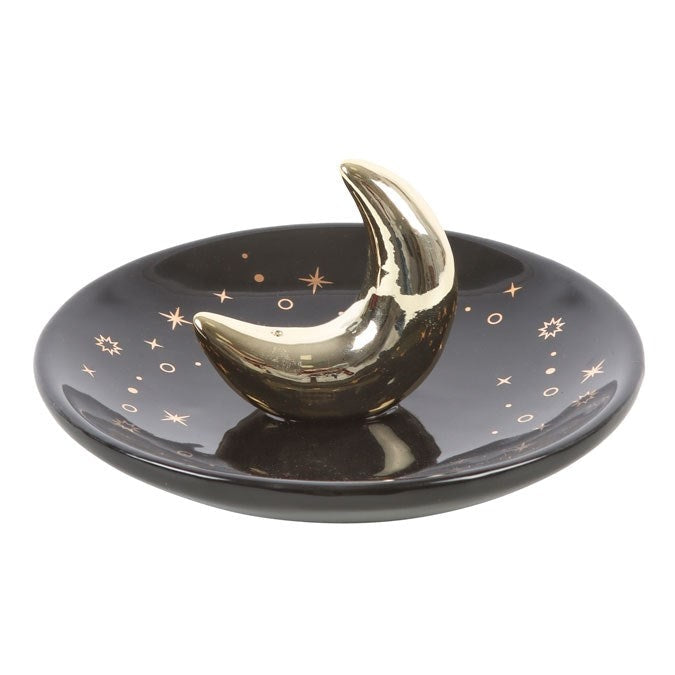 Gold Crescent Moon Incense Holder