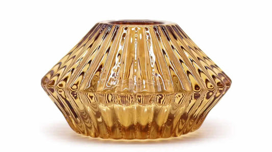 Flower Flip Candle / Tealight Holder - Antique Amber