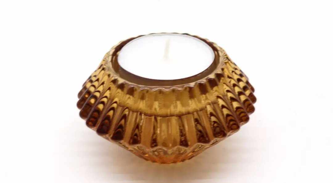Flower Flip Candle / Tealight Holder - Antique Amber