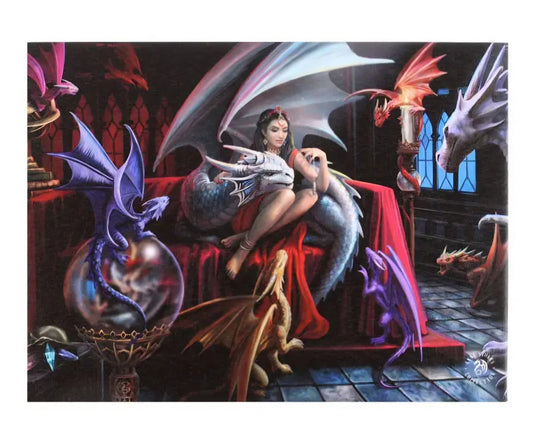 25x19cm Dragon Charm Canvas Plaque By The Anne Stokes Collection