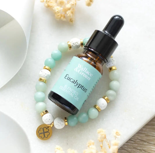 Abundance Amazonite Crystal Essential Oil Bracelet Gift Box