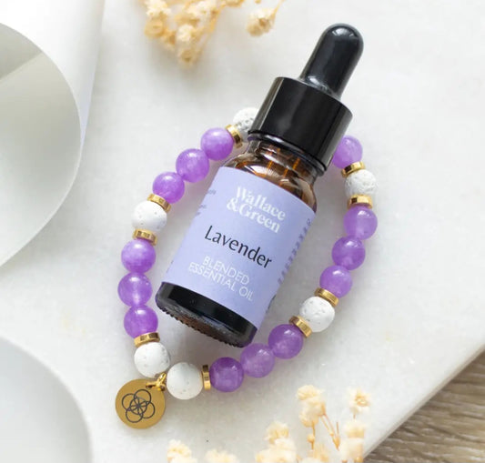 Anti-Anxiety Amethyst Crystal Essential Oil Bracelet Gift Set