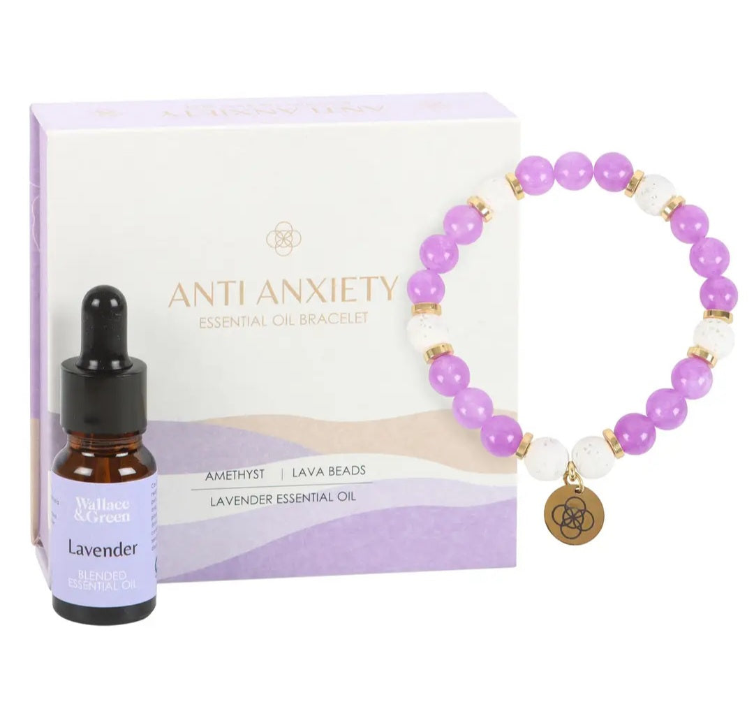 Anti-Anxiety Amethyst Crystal Essential Oil Bracelet Gift Set