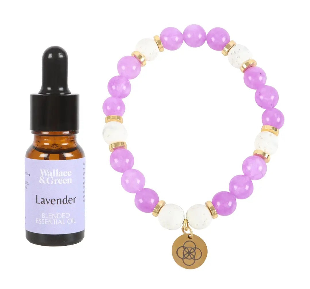 Anti-Anxiety Amethyst Crystal Essential Oil Bracelet Gift Set