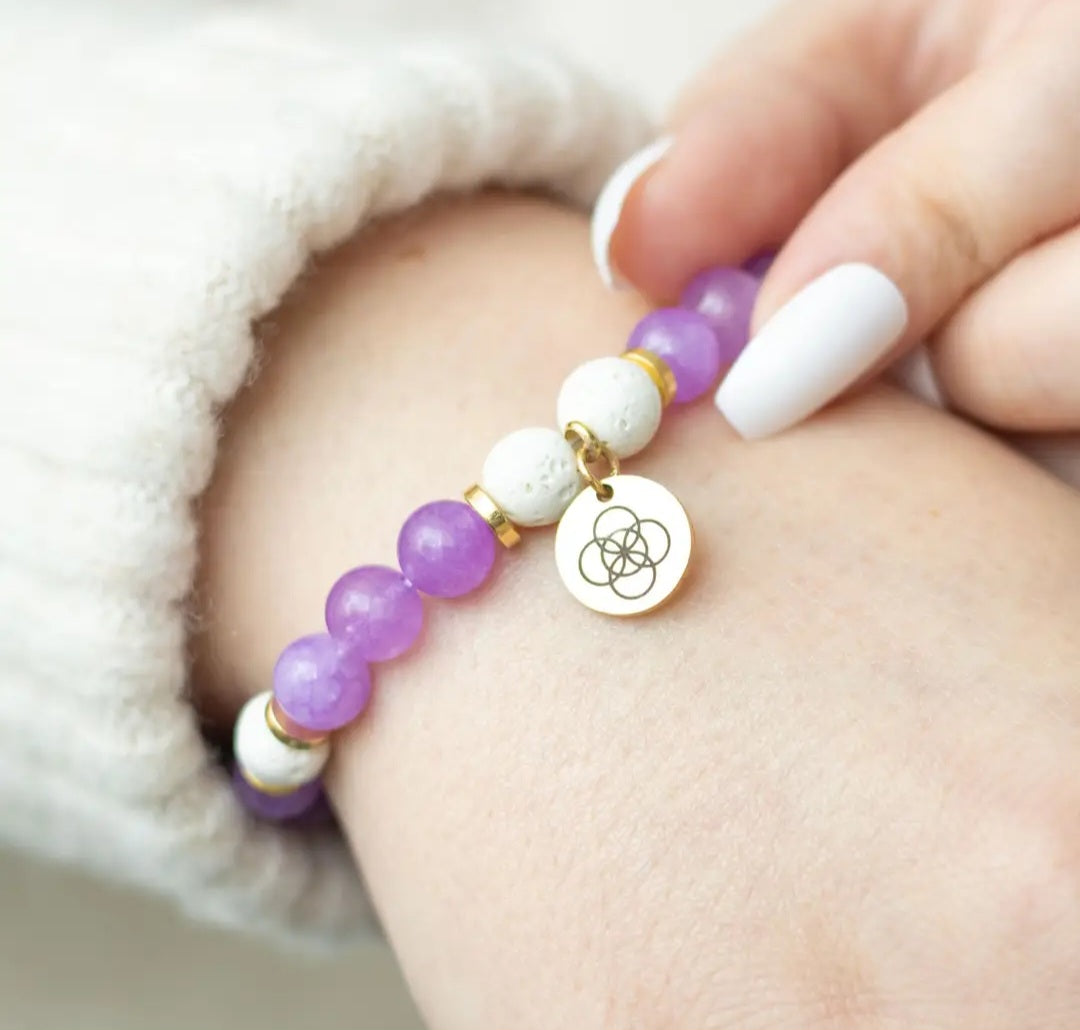 Anti-Anxiety Amethyst Crystal Essential Oil Bracelet Gift Set