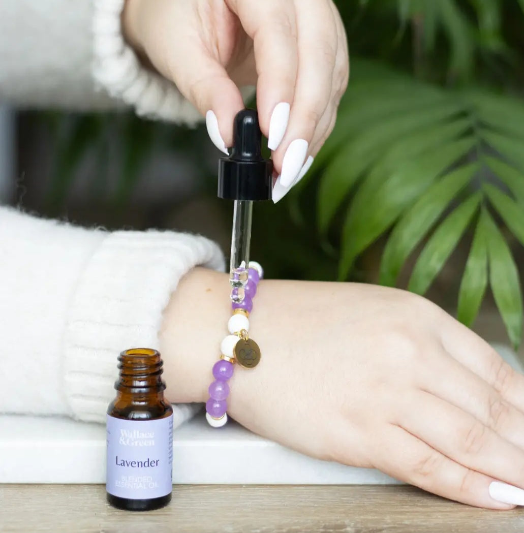 Anti-Anxiety Amethyst Crystal Essential Oil Bracelet Gift Set