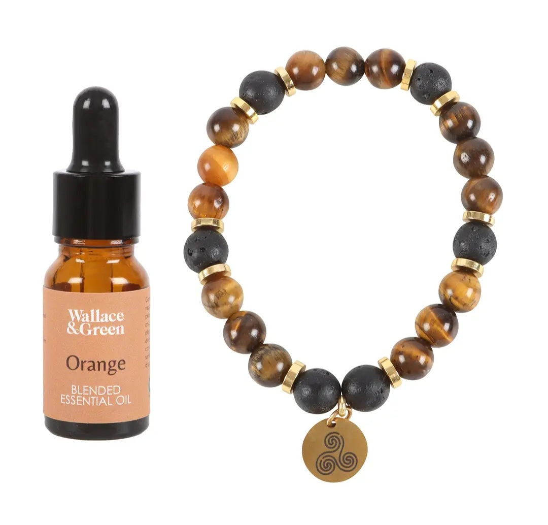 Confidence Tiger's Eye Crystal Essential Oil Bracelet Gift Set