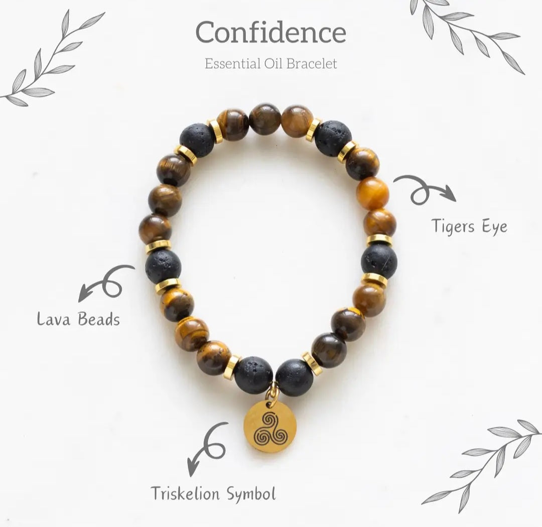 Confidence Tiger's Eye Crystal Essential Oil Bracelet Gift Set