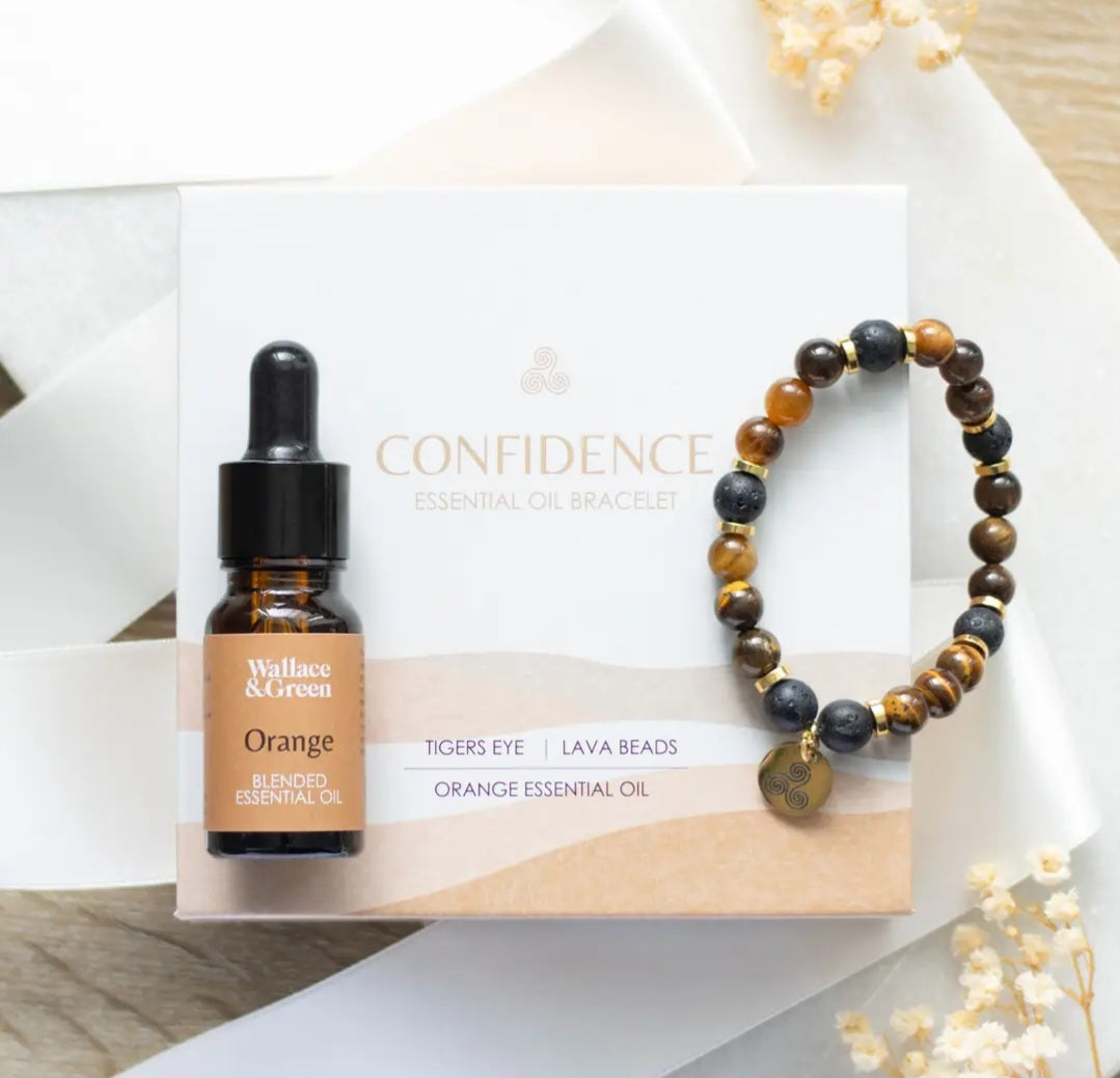Confidence Tiger's Eye Crystal Essential Oil Bracelet Gift Set
