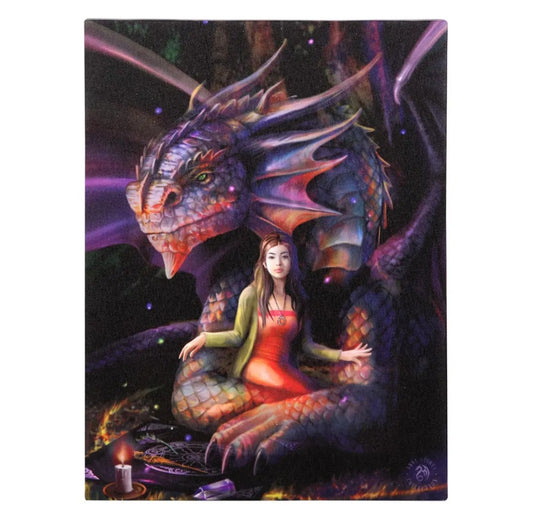 19x25cm Spirit Dragon Canvas Plaque By The Anne Stokes Collection