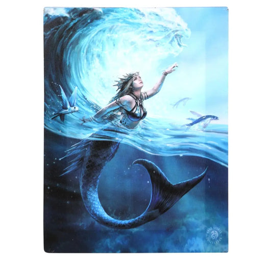 19x25cm Water Element Sorceress Canvas Plaque By The Anne Stokes Collection