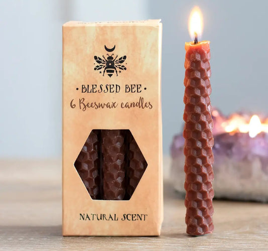 Set of 6 Brown Beeswax Magic Spell Candles