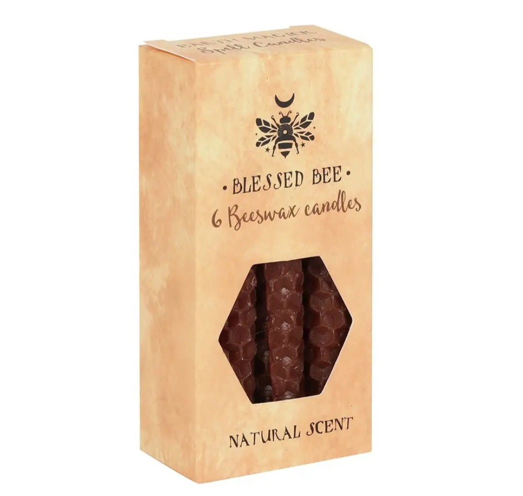 Set of 6 Brown Beeswax Magic Spell Candles