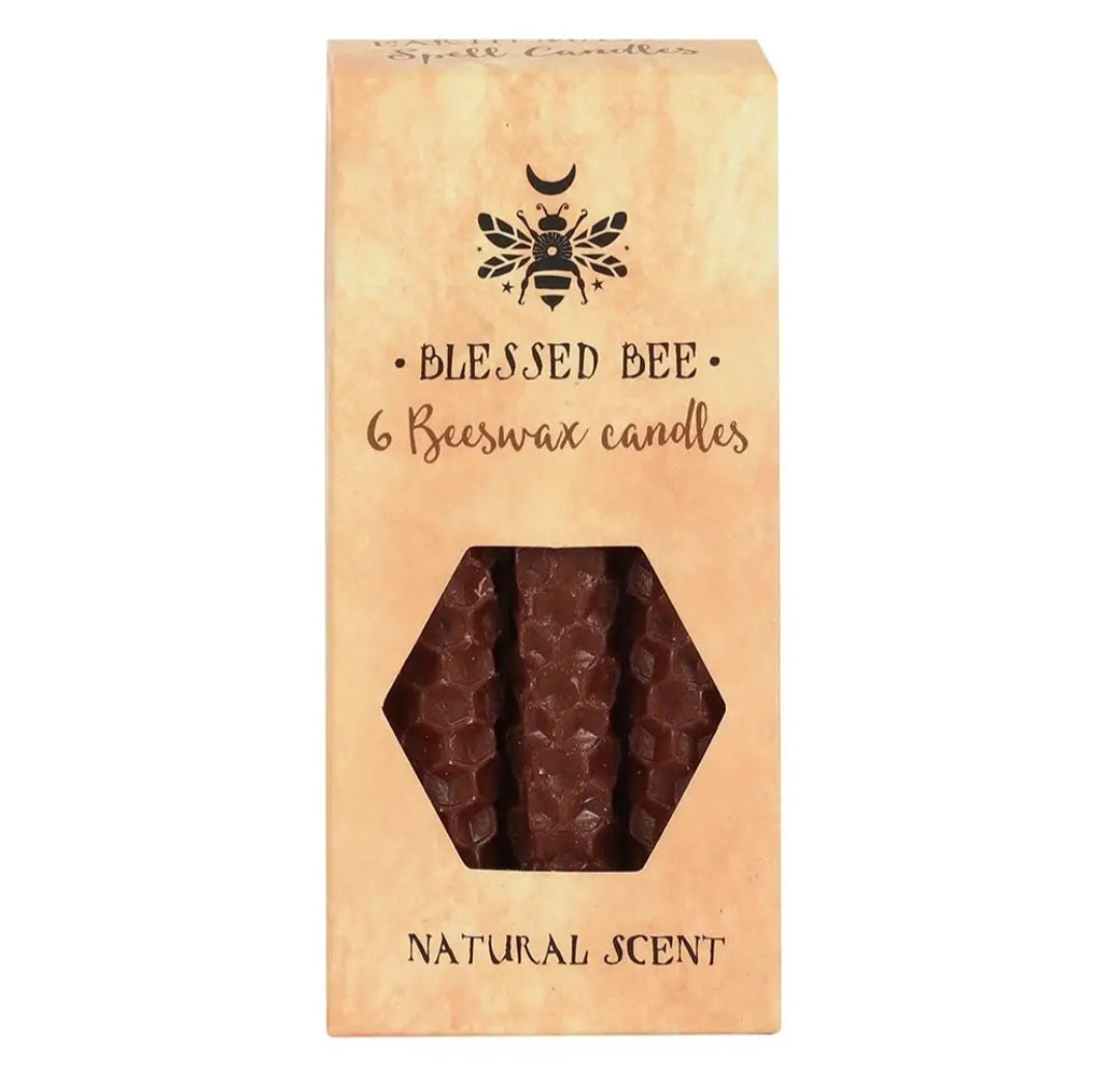 Set of 6 Brown Beeswax Magic Spell Candles